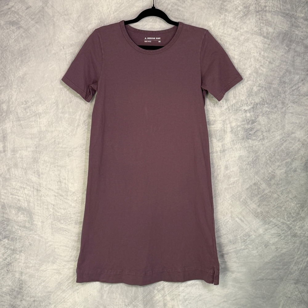 American Giant T-Shirt Dress Women sz‎ XS Purple Cotton Short Sleeve Shift USA